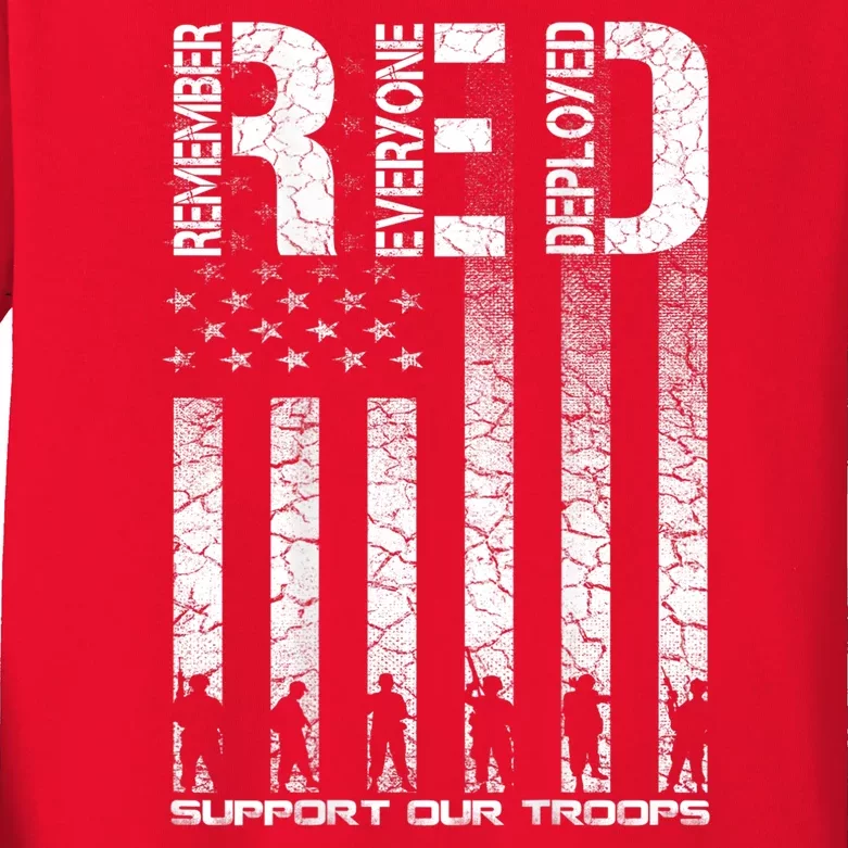 Red Friday Military Shirt Veteran Remember Everyone Deployed Kids Long Sleeve Shirt