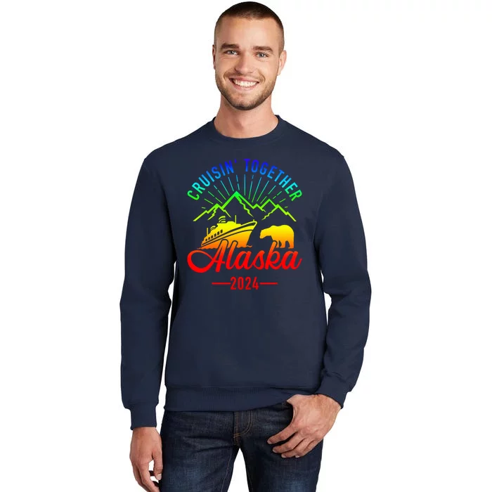 Retro Friends Matching Family Group Alaska Cruise 2024 Gift Tall Sweatshirt