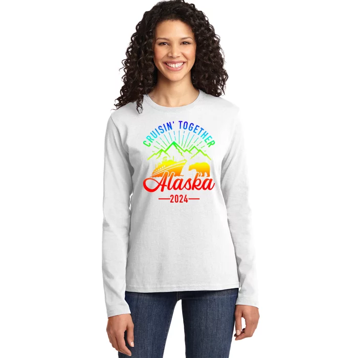 Retro Friends Matching Family Group Alaska Cruise 2024 Gift Ladies Long Sleeve Shirt