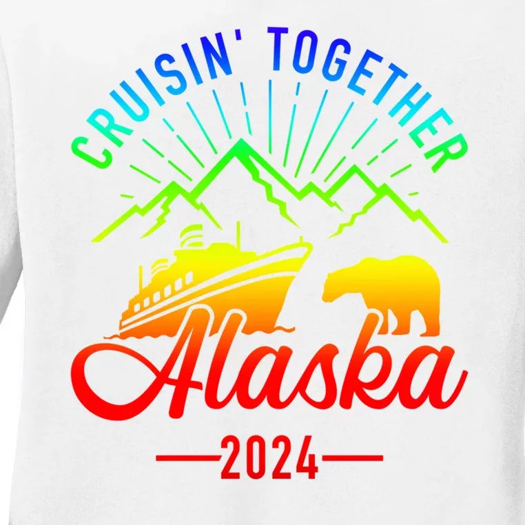 Retro Friends Matching Family Group Alaska Cruise 2024 Gift Ladies Long Sleeve Shirt