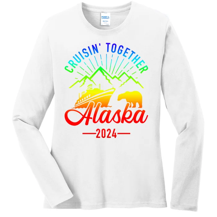 Retro Friends Matching Family Group Alaska Cruise 2024 Gift Ladies Long Sleeve Shirt