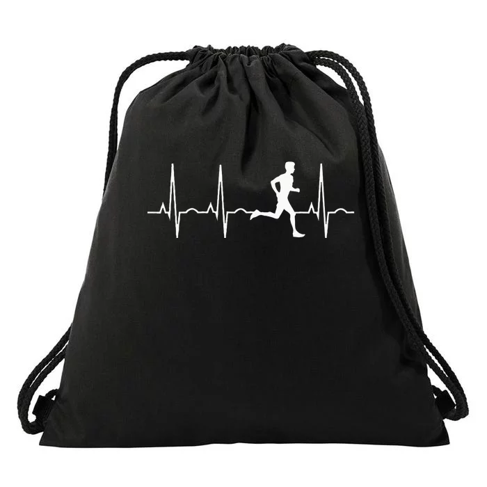 Running For Men Runners Heartbeat Gift Drawstring Bag