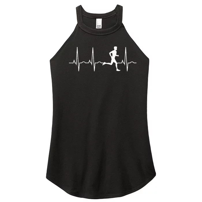 Running For Men Runners Heartbeat Gift Women’s Perfect Tri Rocker Tank