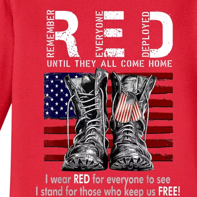 R.E.D Friday Military Remember Everyone Deployed Baby Long Sleeve Bodysuit