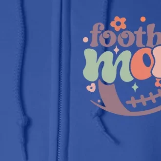 Retro Football Mom Game Groovy American Football Mama Gift Full Zip Hoodie