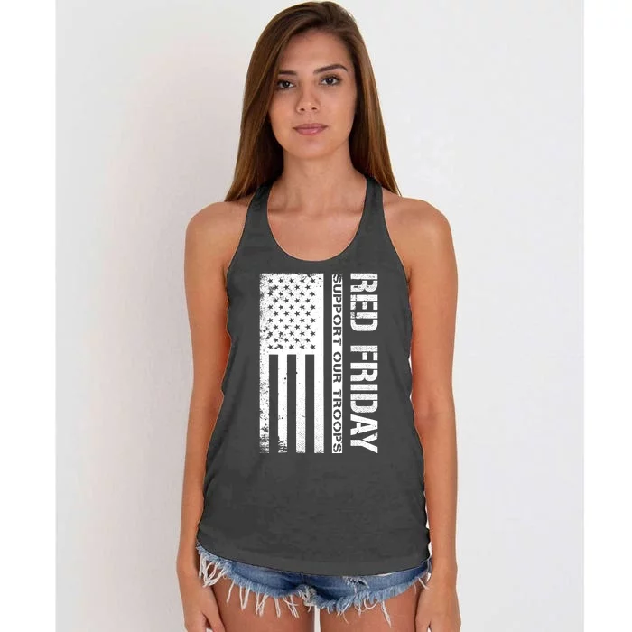 Red Friday Military Remember Everyone Deployed Women's Knotted Racerback Tank