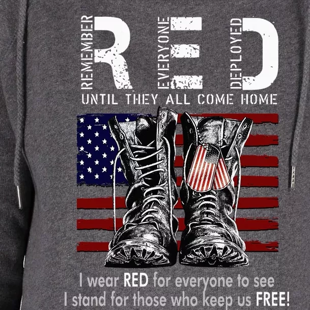 R.E.D Friday Military Remember Everyone Deployed Womens Funnel Neck Pullover Hood