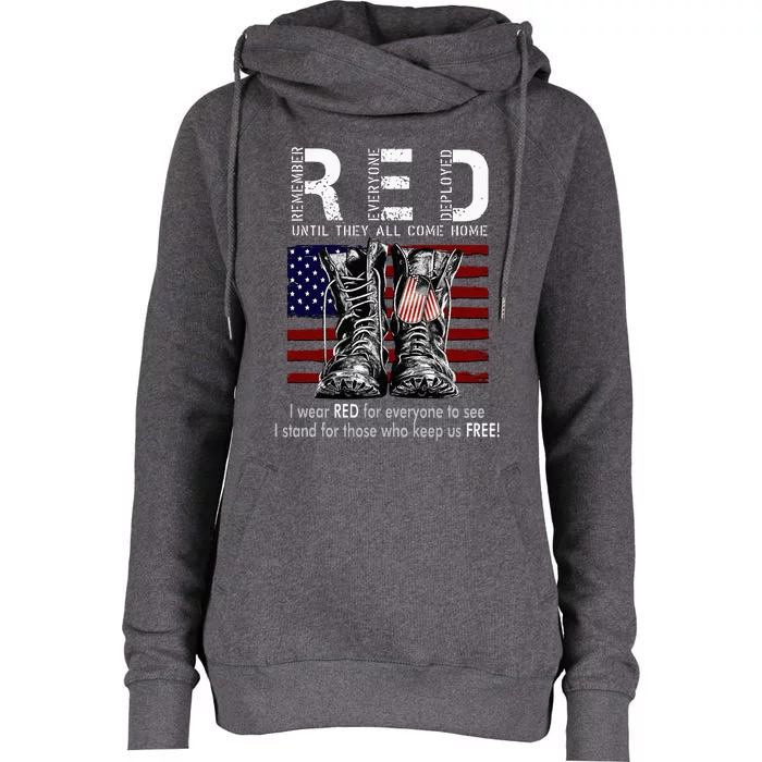 R.E.D Friday Military Remember Everyone Deployed Womens Funnel Neck Pullover Hood