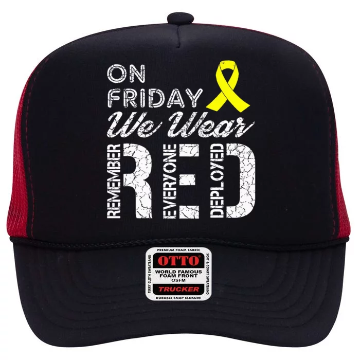 Red Friday Military R.E.D. On Friday We Wear Red High Crown Mesh Trucker Hat