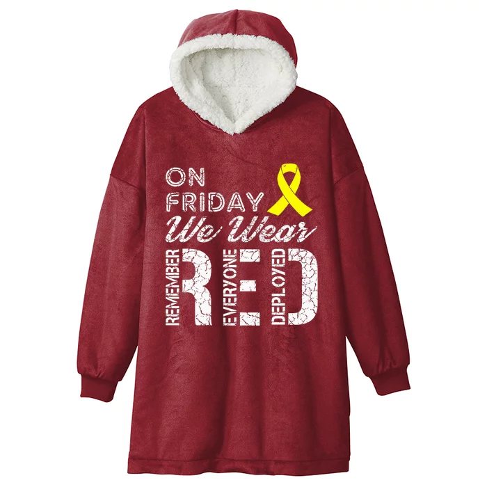 Red Friday Military R.E.D. On Friday We Wear Red Hooded Wearable Blanket