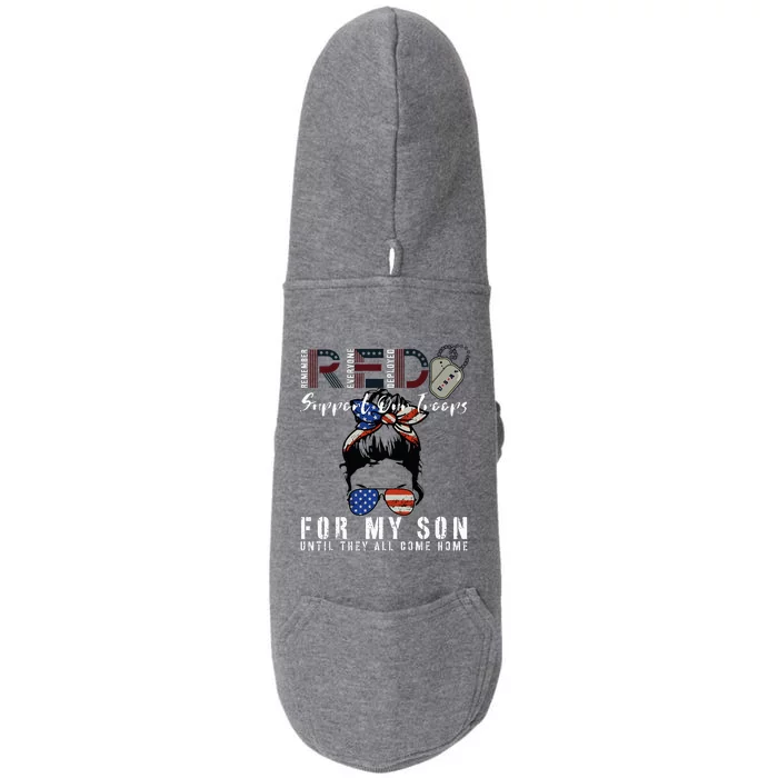 Red Friday Military I Wear Red For My Son Remember Everyone Doggie 3-End Fleece Hoodie