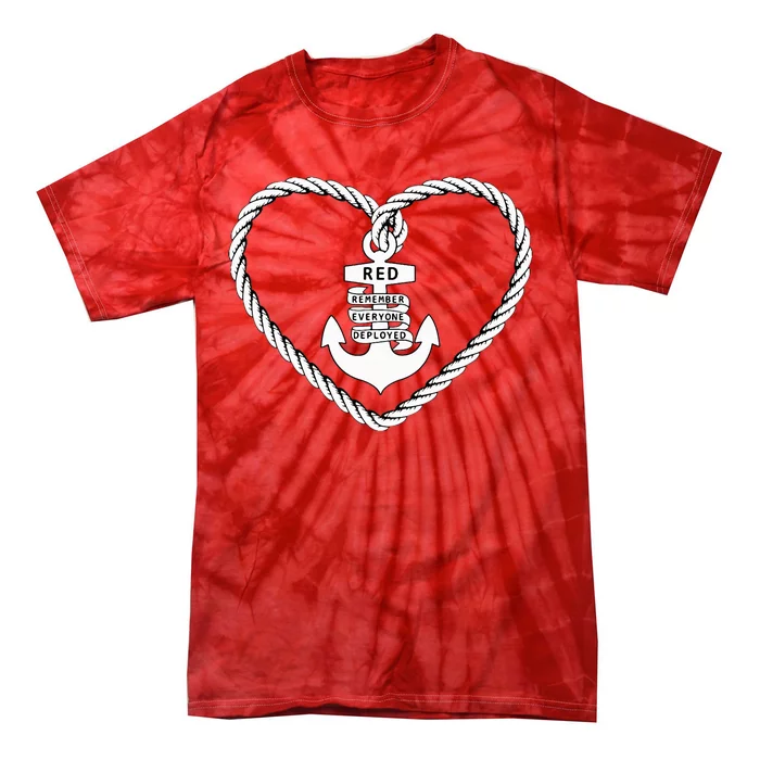 RED Friday Military Remember Everyone Deployed Heart Anchor Tie-Dye T-Shirt