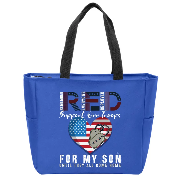 Red Friday Military I Wear Red For My Son Remember Everyone Gift Zip Tote Bag