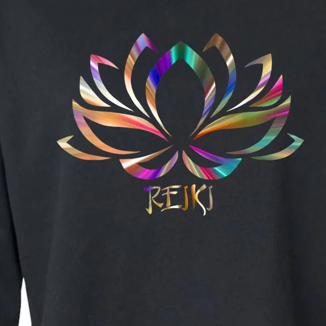 Reiki Filigree Meditation Lotus Flower Cropped Pullover Crew