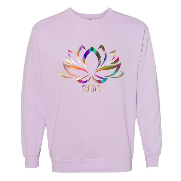 Reiki Filigree Meditation Lotus Flower Garment-Dyed Sweatshirt