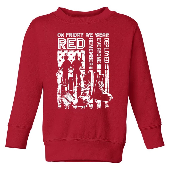 Red Friday Military Shirt On Friday We Wear Red Veteran Gift Toddler Sweatshirt