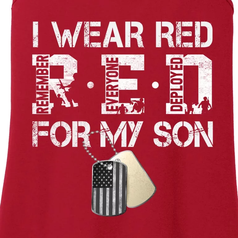 Red Friday Military Mom Gift I Wear Red On Friday For My Son Ladies Essential Tank