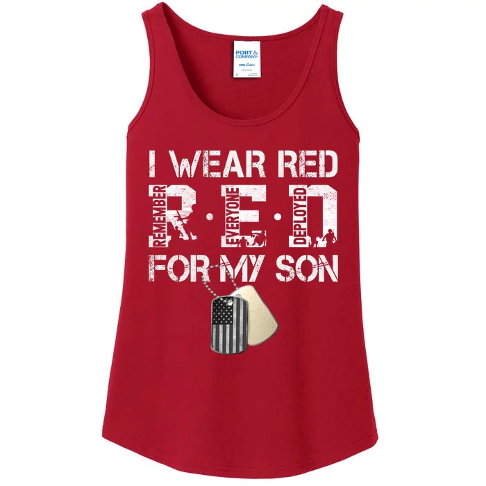 Red Friday Military Mom Gift I Wear Red On Friday For My Son Ladies Essential Tank