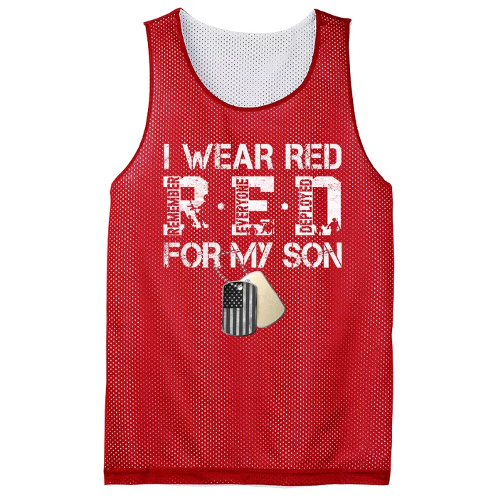 Red Friday Military Mom Gift I Wear Red On Friday For My Son Mesh Reversible Basketball Jersey Tank