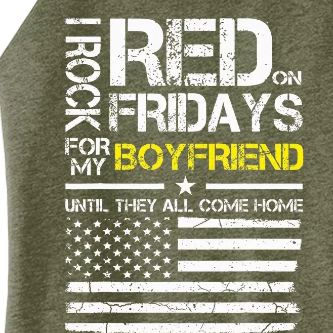 Red Friday Military Girlfriend Wear Red For Boyfriend Women’s Perfect Tri Rocker Tank