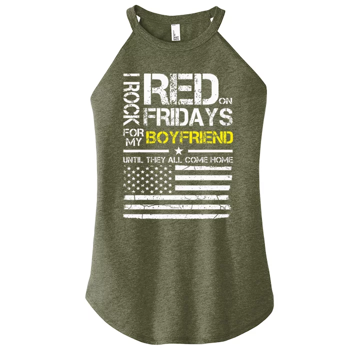 Red Friday Military Girlfriend Wear Red For Boyfriend Women’s Perfect Tri Rocker Tank