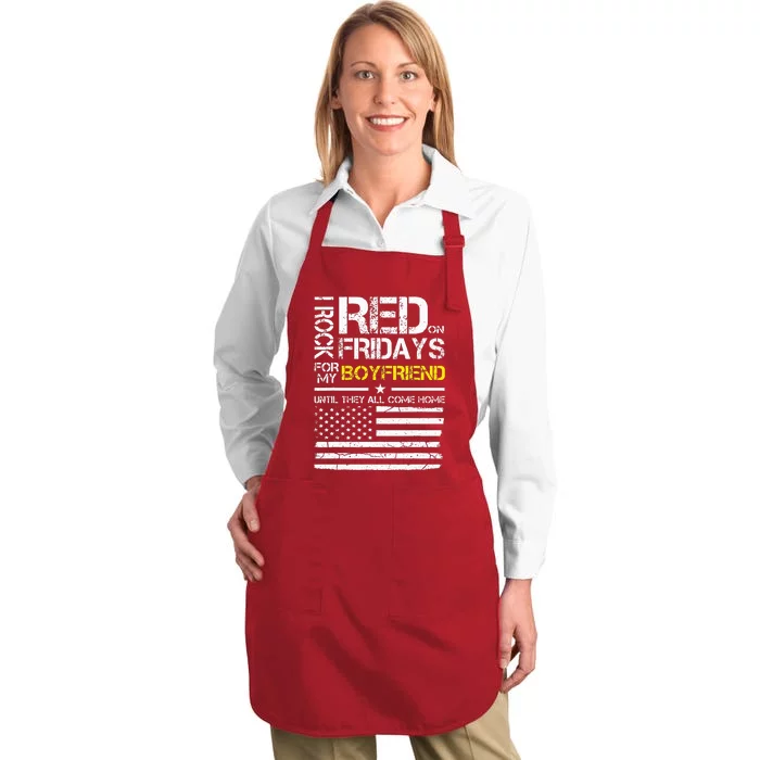 Red Friday Military Girlfriend Wear Red For Boyfriend Full-Length Apron With Pocket