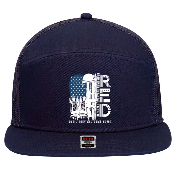 Red Friday Military We Wear Red Support Our Troops US Flag 7 Panel Mesh Trucker Snapback Hat