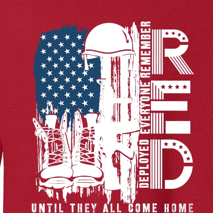 Red Friday Military We Wear Red Support Our Troops US Flag Toddler Sweatshirt