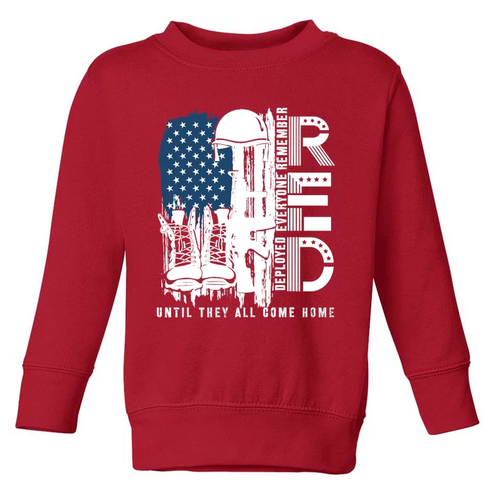 Red Friday Military We Wear Red Support Our Troops US Flag Toddler Sweatshirt