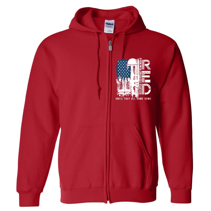 Red Friday Military We Wear Red Support Our Troops US Flag Full Zip Hoodie