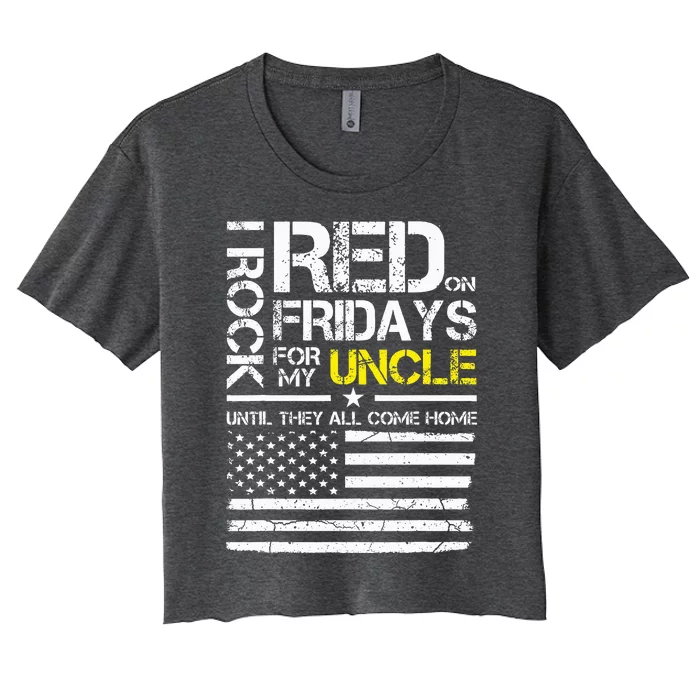 Red Friday Military Nephew Gift Wear Red For My Uncle Women's Crop Top Tee