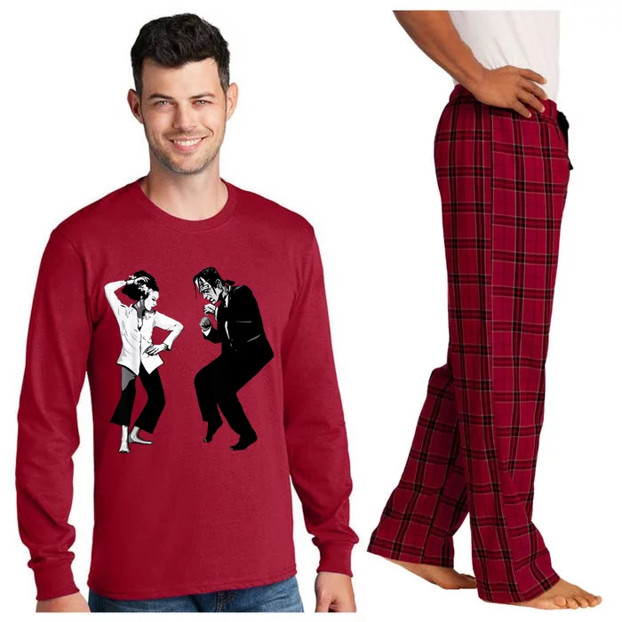 Retro Funny Monster And Bride Dancing Halloween Long Sleeve Pajama Set