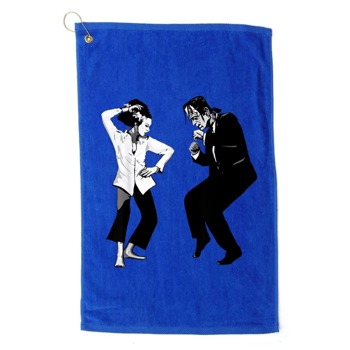 Retro Funny Monster And Bride Dancing Halloween Platinum Collection Golf Towel