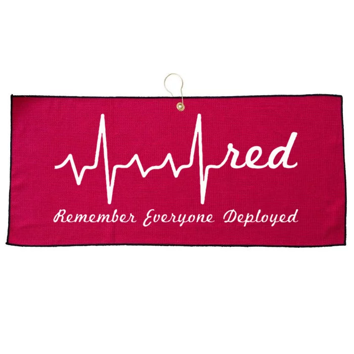 RED Friday Military Remember Everyone Deployed Heartbeat Large Microfiber Waffle Golf Towel