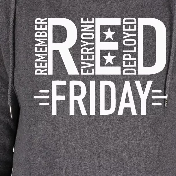 Red Friday Military Remember Everyone Deployed US Veterans Womens Funnel Neck Pullover Hood