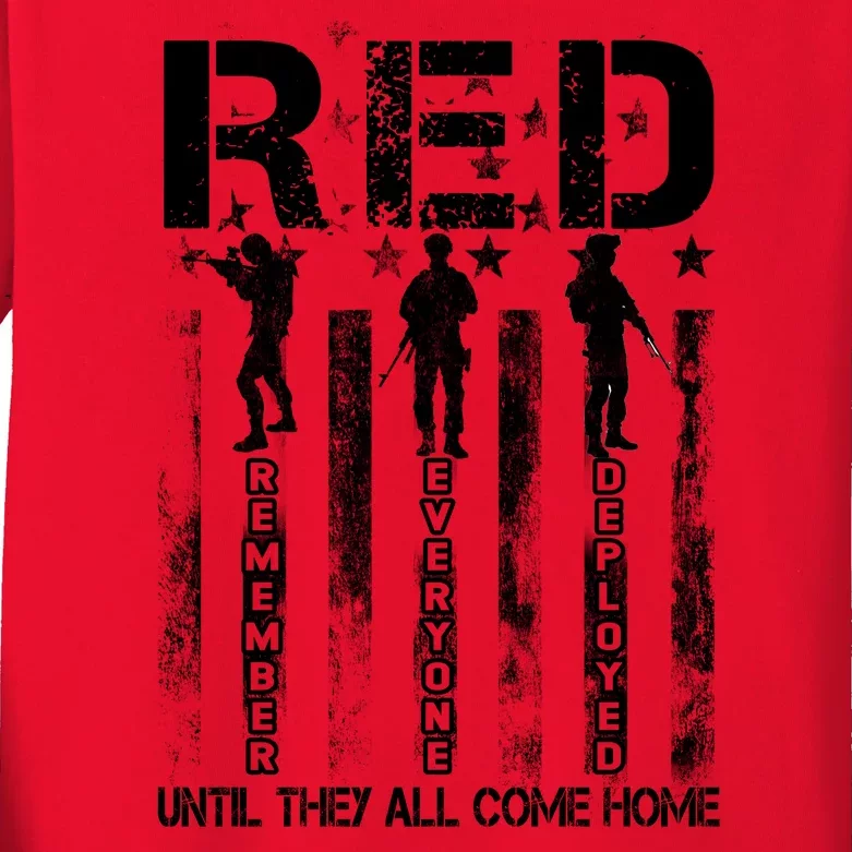 RED Friday Military Until They Come Home American Flag Kids Long Sleeve Shirt