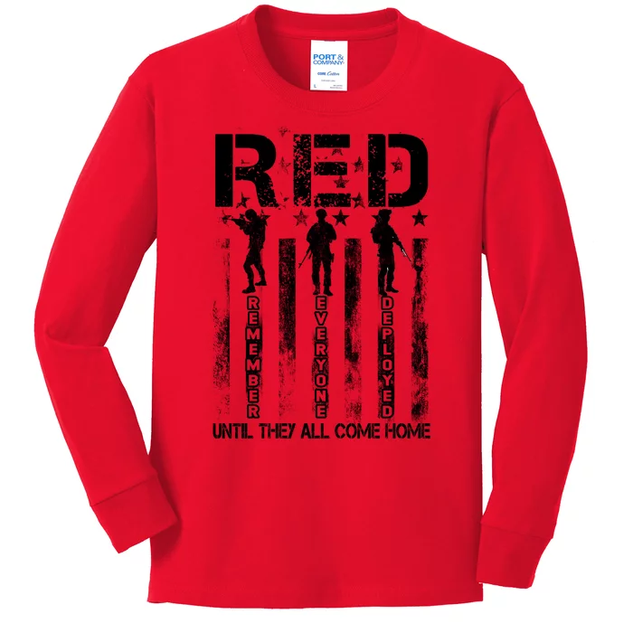 RED Friday Military Until They Come Home American Flag Kids Long Sleeve Shirt