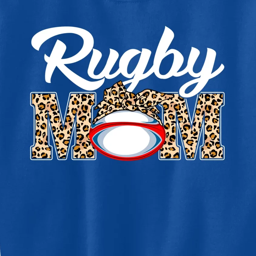 Rugby Funny Mom Game Leopard Mothers Day Cool Gift Kids Sweatshirt