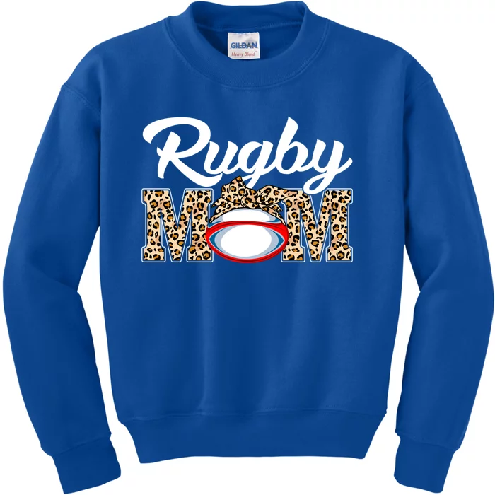 Rugby Funny Mom Game Leopard Mothers Day Cool Gift Kids Sweatshirt