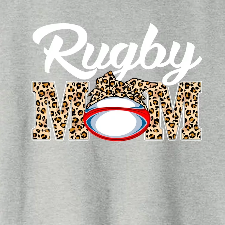 Rugby Funny Mom Game Leopard Mothers Day Cool Gift Women's Crop Top Tee