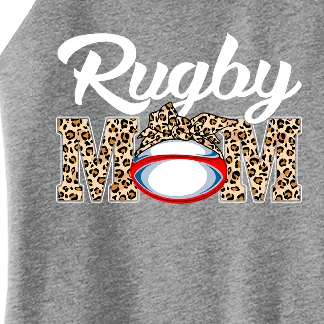 Rugby Funny Mom Game Leopard Mothers Day Cool Gift Women’s Perfect Tri Rocker Tank