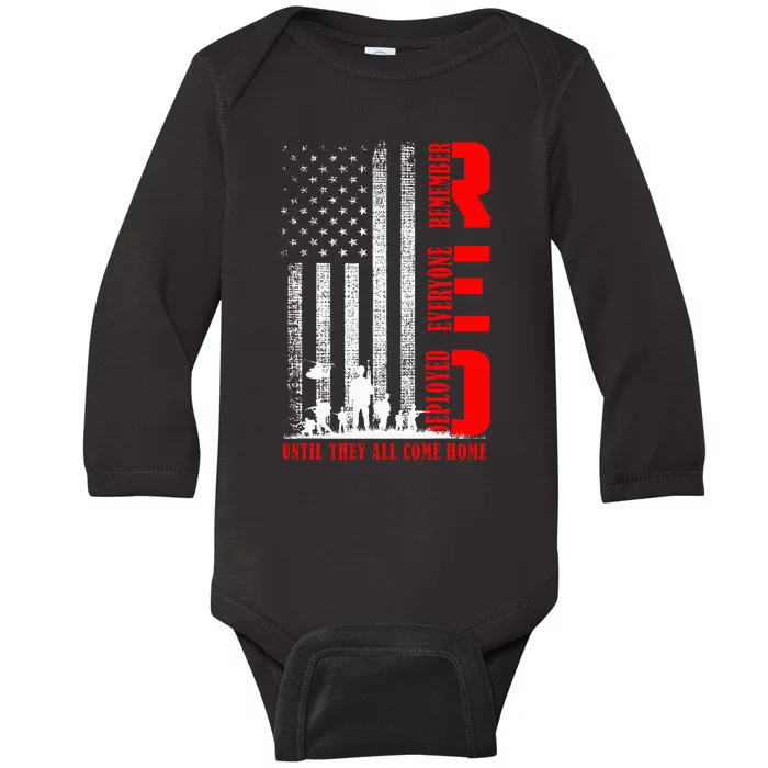 Red Friday Military Us A.R.M.Y Remember Erveryone Deployed Baby Long Sleeve Bodysuit