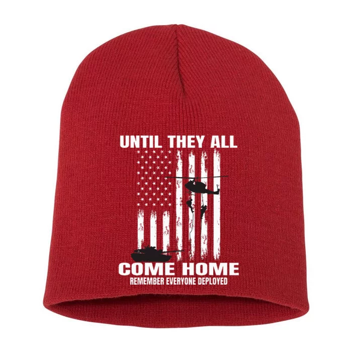 Red Friday Military Until They All Come Home American Flag Short Acrylic Beanie