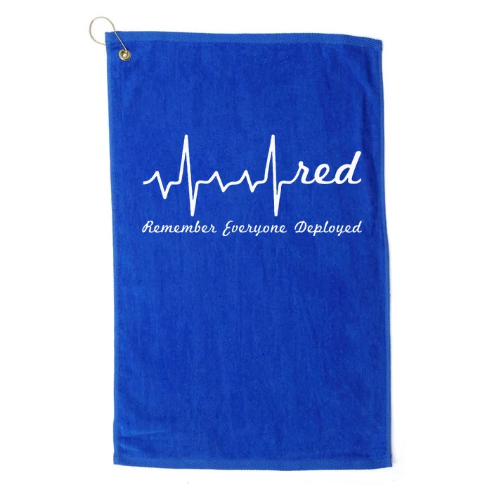 RED Friday Military Remember Everyone Deployed Heartbeat Platinum Collection Golf Towel