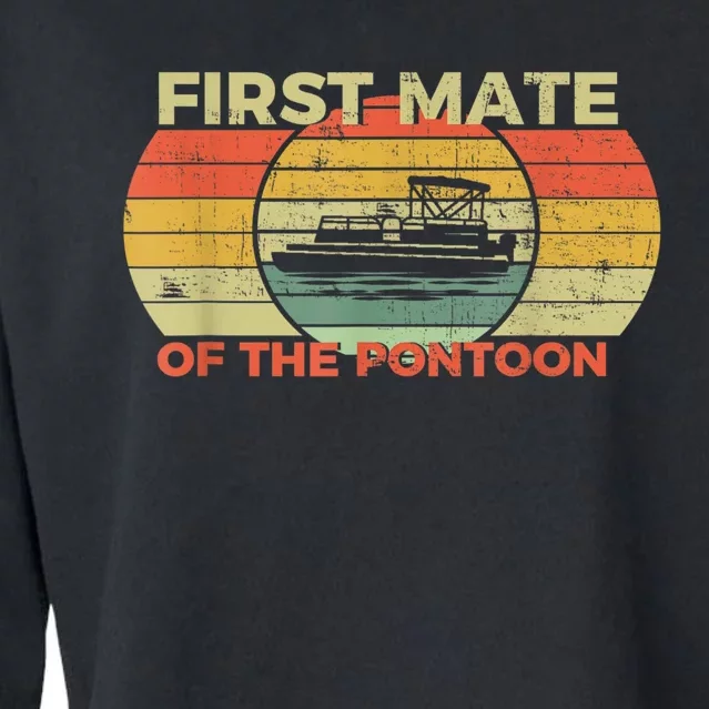 Retro First Mate Pontoon Captain Boat Boating Pontooning Cropped Pullover Crew