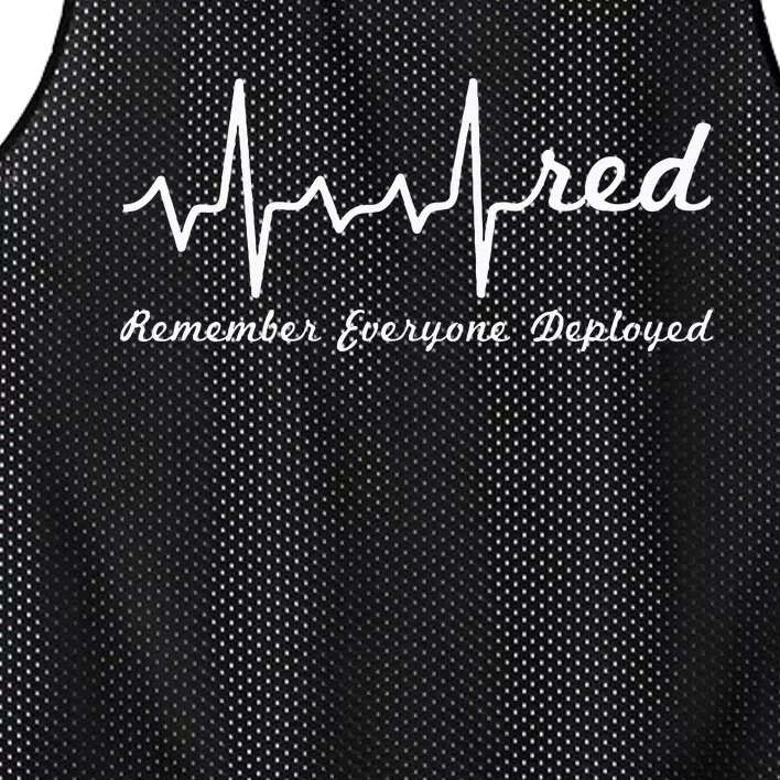 RED Friday Military Remember Everyone Deployed Heartbeat Mesh Reversible Basketball Jersey Tank