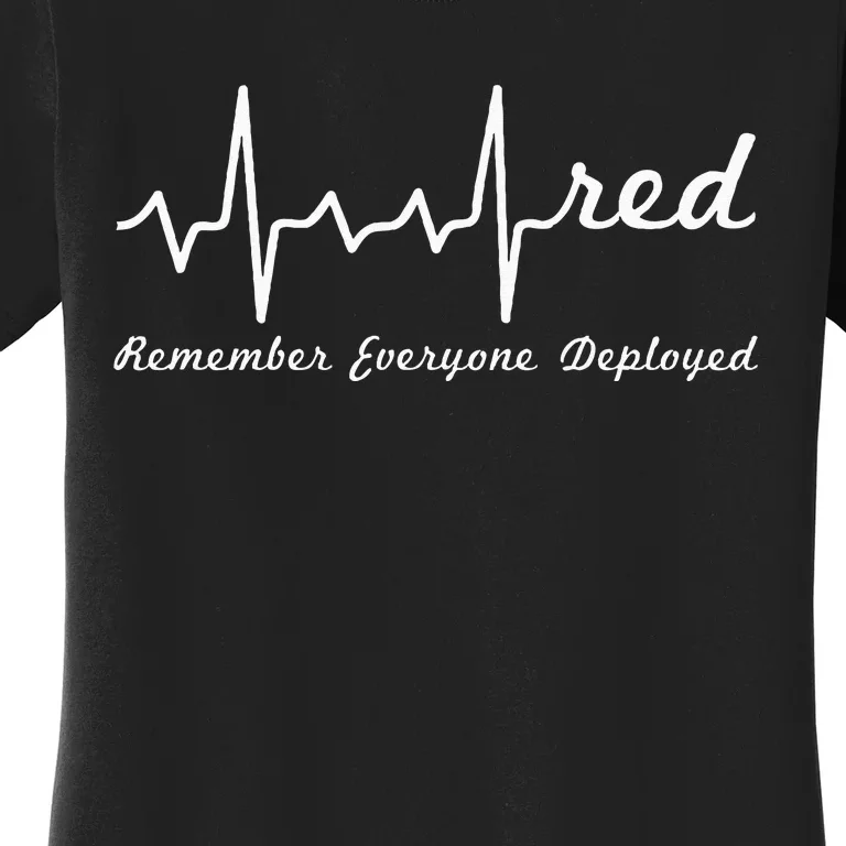 RED Friday Military Remember Everyone Deployed Heartbeat Women's T-Shirt