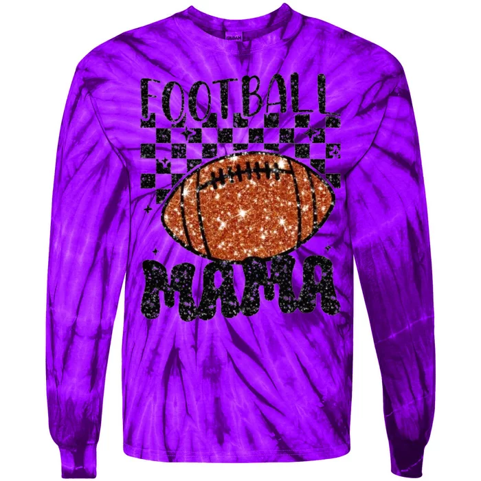 Retro Football Mama Football Tie-Dye Long Sleeve Shirt