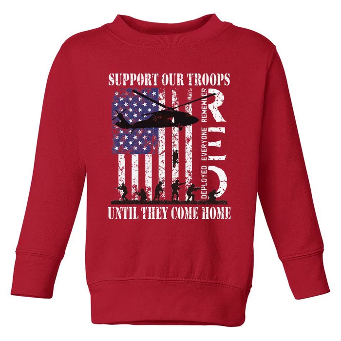 RED Friday Military Remember Everyone Deployed US Flag Army Toddler Sweatshirt