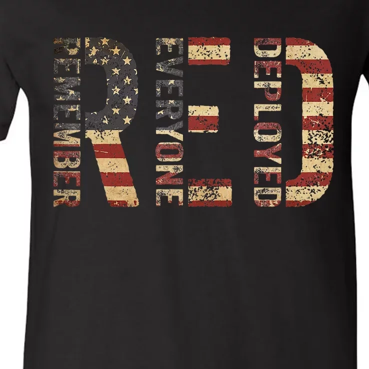 Red Friday Military Support Remember Everyone Deployed V-Neck T-Shirt